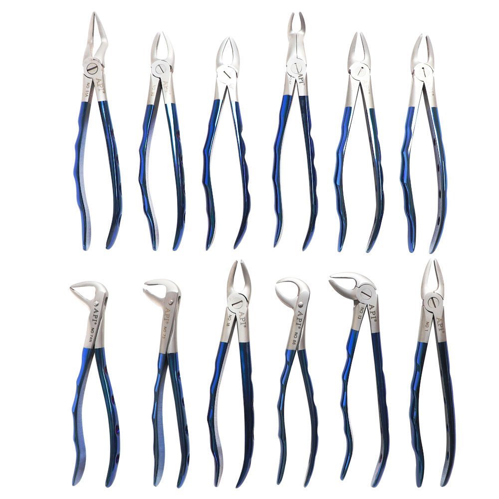 Api+ Extraction Forceps Finger Pattern Blue Series Set of 12 (KFB12)