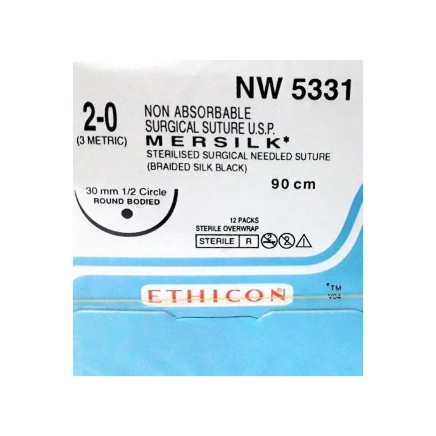 Ethicon Mersilk #2-0 Black Braided Suture