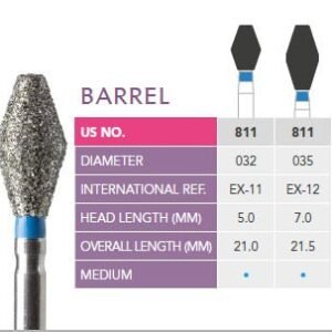 Prima Dental Barrel Bur FG Diamond (Pack Of 5 Burs)